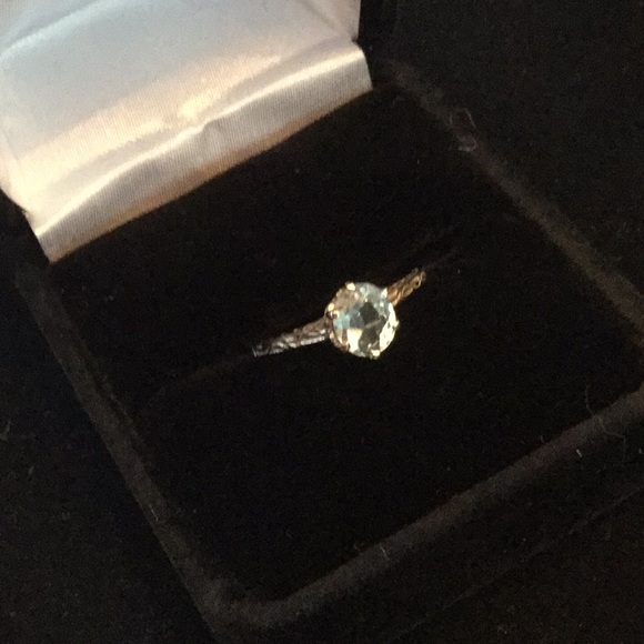 Atlanta Estate Sale Jewelry - 14 K White Gold Genuine Aquamarine Ring